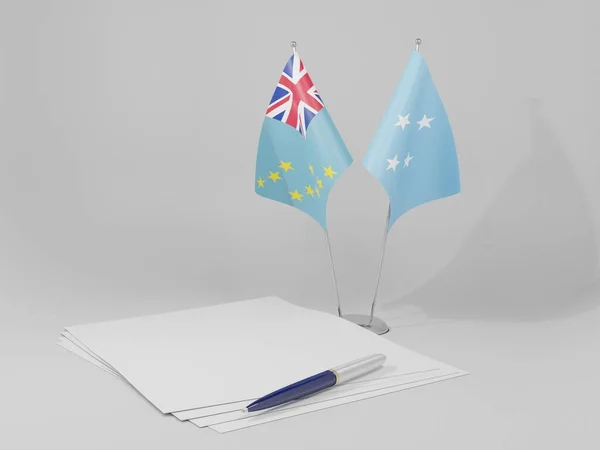 Micronesia Σημαίες Συμφωνία Τουβαλού Λευκό Φόντο Render — Φωτογραφία Αρχείου