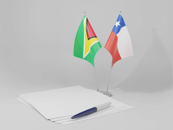 Chile Banderas Del Acuerdo Guyana Fondo Blanco Render — Foto de Stock