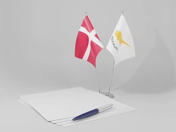 キプロス デンマークの協定旗 白の背景 3Dレンダリング — ストック写真