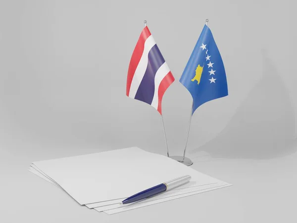 Kosovo Drapeaux Accord Thaïlande Fond Blanc Render — Photo