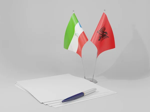 Albánie Rovníkové Vlajky Guineje Bílé Pozadí Vykreslování — Stock fotografie