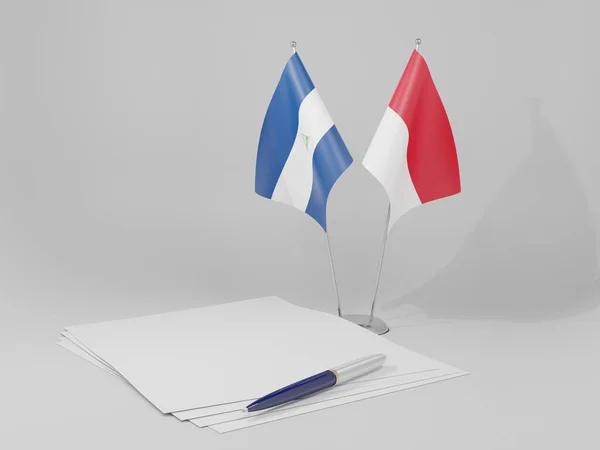 Monaco Nicaragua Drapeaux Accord Fond Blanc Render — Photo