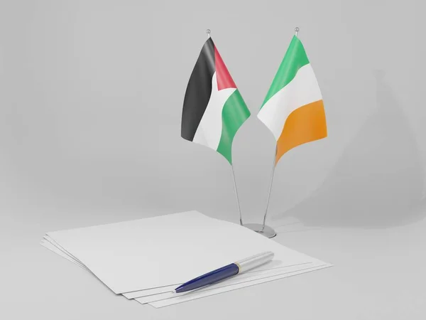 爱尔兰 巴勒斯坦协议旗帜 白色背景 3D渲染 — 图库照片