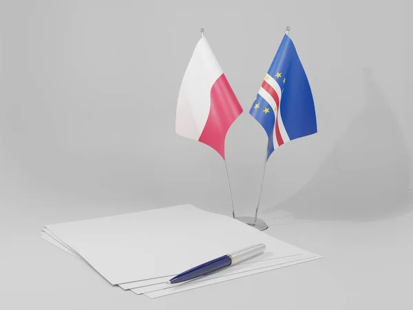 Cap Vert Drapeaux Accord Pologne Fond Blanc Render — Photo