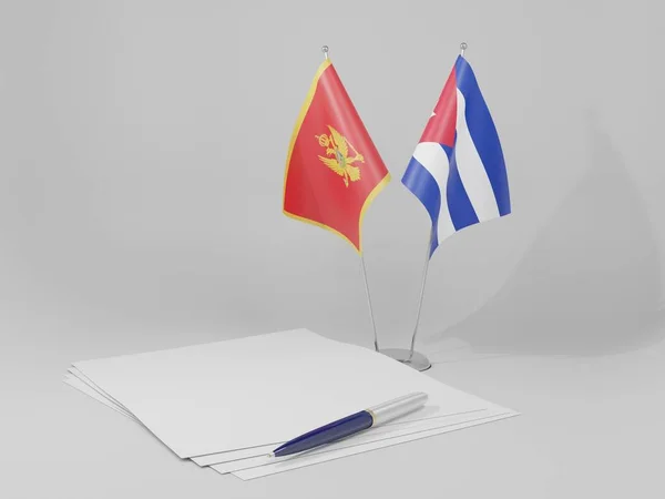 Kuba Montenegros Flaggor Vit Bakgrund Render — Stockfoto