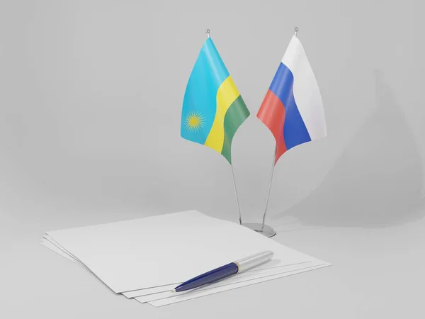 Russia Rwanda Agreement Flags White Background Render — Stock Photo, Image