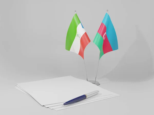 Αζερμπαϊτζάν Ισημερινή Γουινέα Συμφωνία Σημαίες Λευκό Φόντο Render — Φωτογραφία Αρχείου