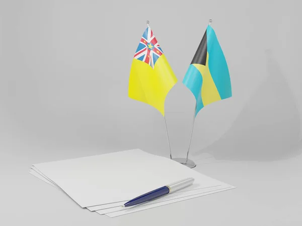 Bahamas Niue Agreement Flags Weißer Hintergrund Render — Stockfoto