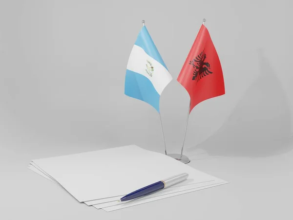 Albánie Guatemala Dohody Vlajky Bílé Pozadí Vykreslení — Stock fotografie