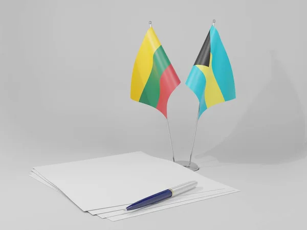 Bahamas Lithuanian Agreement Flags White Background Render — 스톡 사진