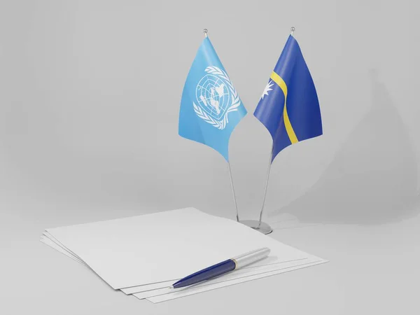 Nauru Bandeiras Acordo Das Nações Unidas Fundo Branco Render — Fotografia de Stock