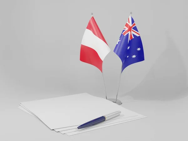 Flagi Umowy Australia Peru Białe Tło Render — Zdjęcie stockowe