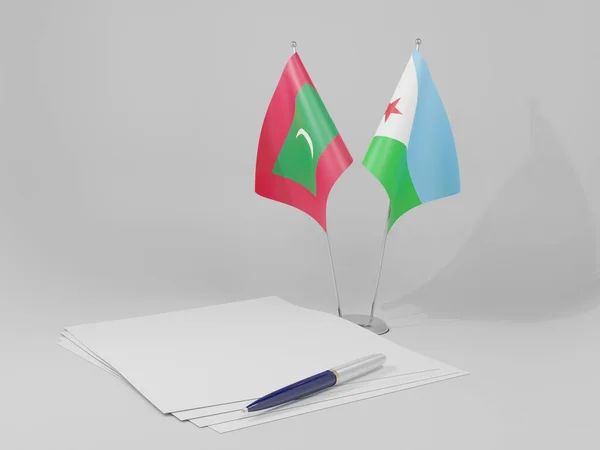 Djibouti Drapeaux Accord Des Maldives Fond Blanc Render — Photo