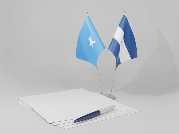 Никарагуа Сомали Соглашение Флаги Белый Фон Рендер — стоковое фото