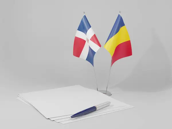 Tchad Drapeaux Accord République Dominicaine Fond Blanc Render — Photo