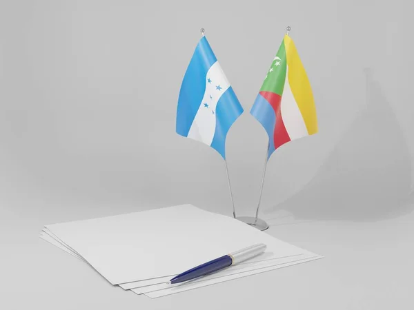 Comoros Honduras Agreement Flags White Background Render — Stock Photo, Image