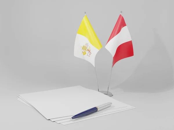 梵蒂冈城市协定旗帜 白色背景 3D渲染 — 图库照片