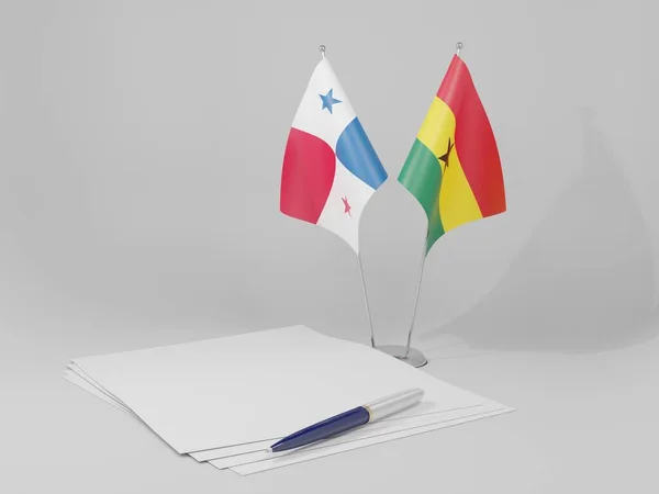 Ghana Panamská Dohoda Vlajky Bílé Pozadí Vykreslování — Stock fotografie