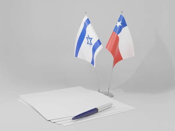 Chile Izraelské Vlajky Bílé Pozadí Vykreslování — Stock fotografie