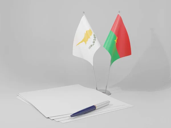 ブルキナファソ キプロスの協定旗 白の背景 3Dレンダリング — ストック写真
