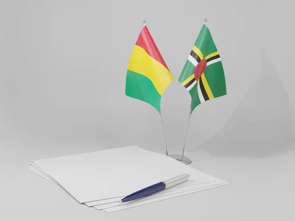 Dominica Guinea Avtalet Flaggor Vit Bakgrund Render — Stockfoto