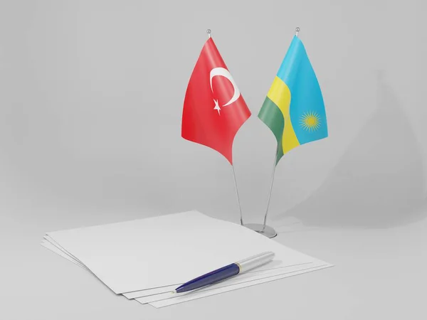 Rwanda Drapeaux Accord Turquie Fond Blanc Render — Photo