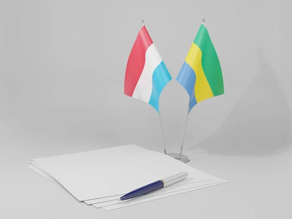 Gabon Luxembourg Agreement Flags White Background Render — 스톡 사진