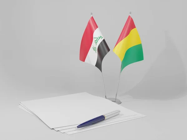 Guinea Irak Avtalet Flaggor Vit Bakgrund Render — Stockfoto