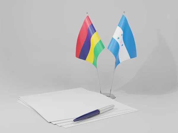 洪都拉斯 毛里求斯协定旗帜 白色背景 3D渲染 — 图库照片
