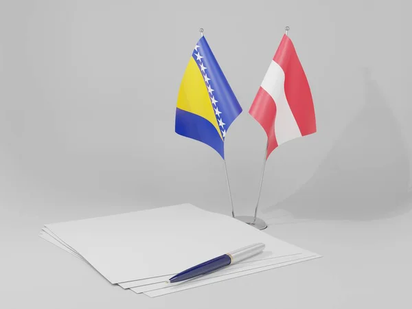 Autriche Drapeaux Accord Bosnie Herzégovine Fond Blanc Render — Photo