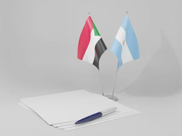 Argentina Sudão Acordo Bandeiras Fundo Branco Render — Fotografia de Stock