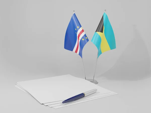 Bahamas Banderas Del Acuerdo Cabo Verde Fondo Blanco Render —  Fotos de Stock