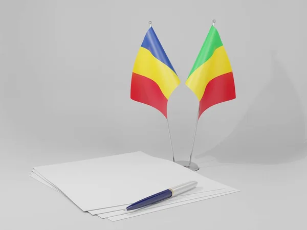 Mali Drapeaux Accord Roumanie Fond Blanc Render — Photo