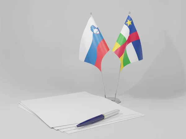 Centralafrikanska Republiken Sloveniens Flagga För Avtalet Vit Bakgrund Render — Stockfoto