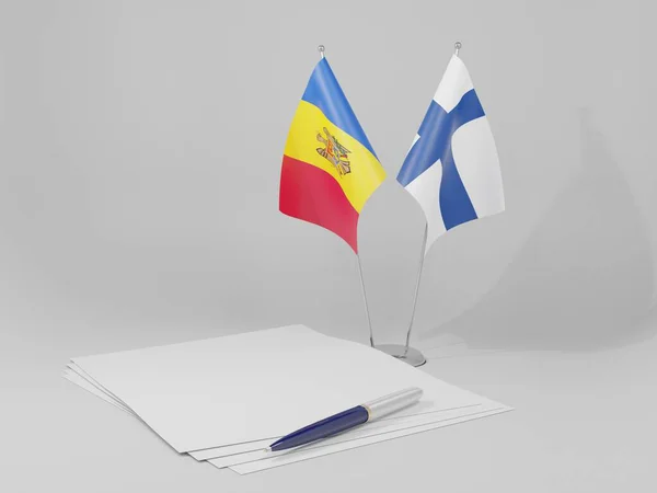 Finlande Moldavie Drapeaux Accord Fond Blanc Render — Photo