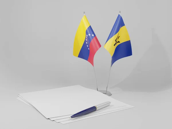 Barbados Venezuela Agreement Flags White Background Render — Stock Photo, Image