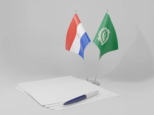 Ligue Arabe Drapeaux Accord Paraguay Fond Blanc Render — Photo