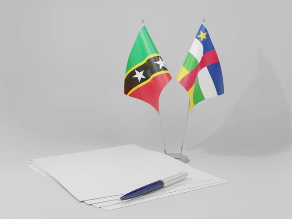 República Centro Africana Acordo São Cristóvão Nevis Bandeiras Fundo Branco — Fotografia de Stock
