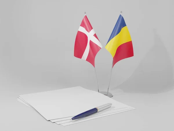 Czad Dania Flagi Porozumienia Białe Tło Render — Zdjęcie stockowe