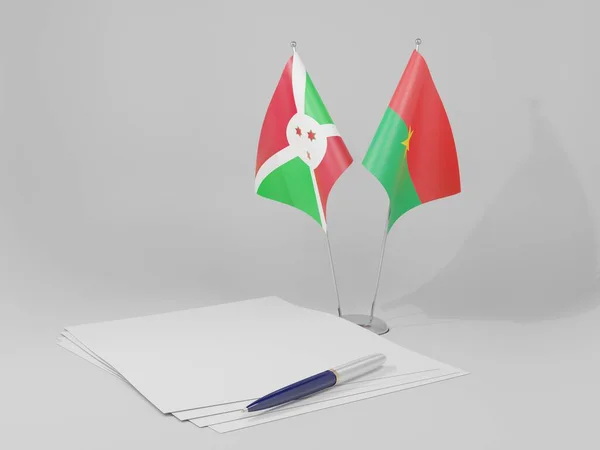 Burkina Faso Burundi Agreement Flags White Background Render — Stock Photo, Image