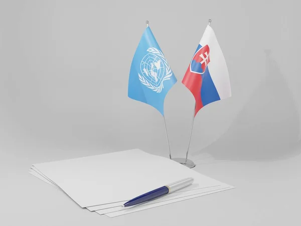 スロバキア 国際連合協定フラグ 白の背景 3Dレンダリング — ストック写真