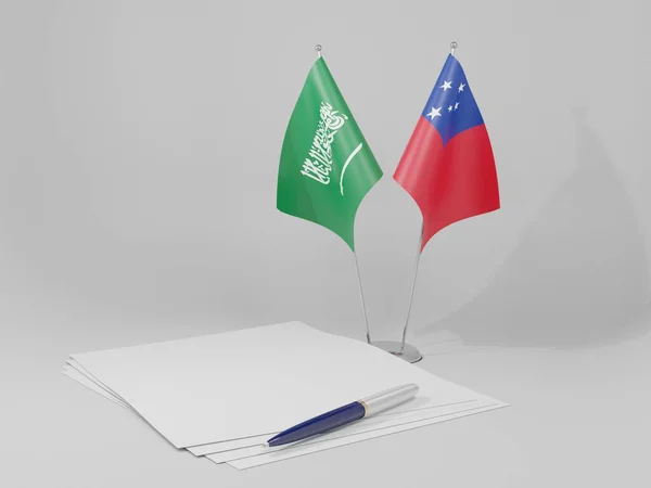 Samoa Saudi Arabia Agreement Flags Λευκό Φόντο Render — Φωτογραφία Αρχείου