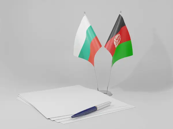 Afeganistão Bulgária Acordo Bandeiras Fundo Branco Renderização — Fotografia de Stock