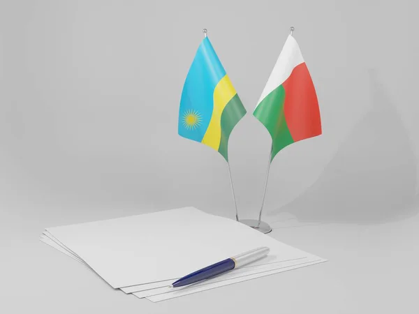 Madagascar Rwanda Agreement Flags White Background Render — Stock Photo, Image