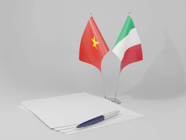 Olaszország Vietnam Megállapodás Zászlók Fehér Háttér Render — Stock Fotó