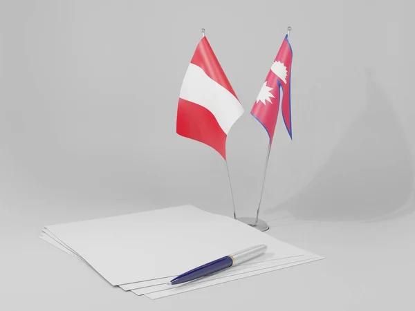 Nepal Banderas Del Acuerdo Perú Fondo Blanco Render —  Fotos de Stock