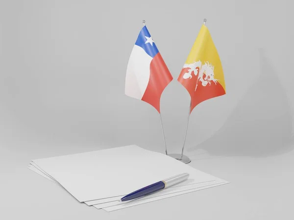 Bhútán Chile Dohody Vlajky Bílé Pozadí Vykreslení — Stock fotografie