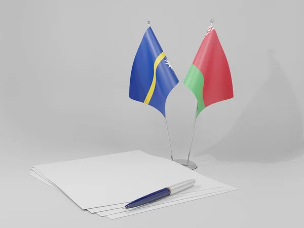 Belarus Nauru Agreement Flags White Background Render — Stock Photo, Image