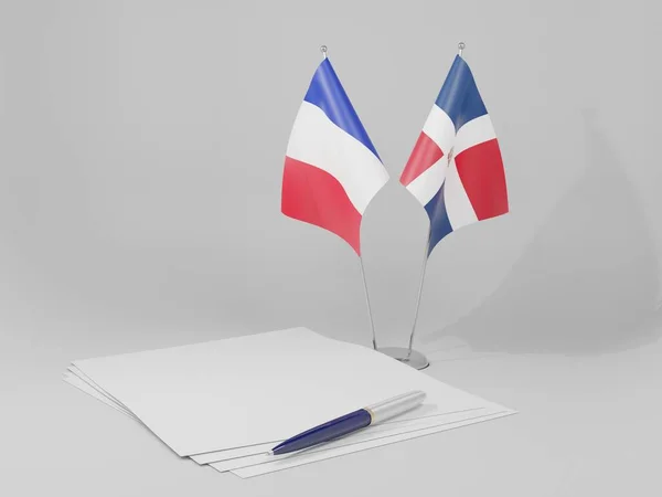 République Dominicaine France Drapeaux Accord Fond Blanc Render — Photo