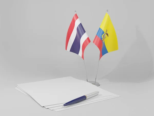 Ekvádor Thajsko Dohody Vlajky Bílé Pozadí Render — Stock fotografie